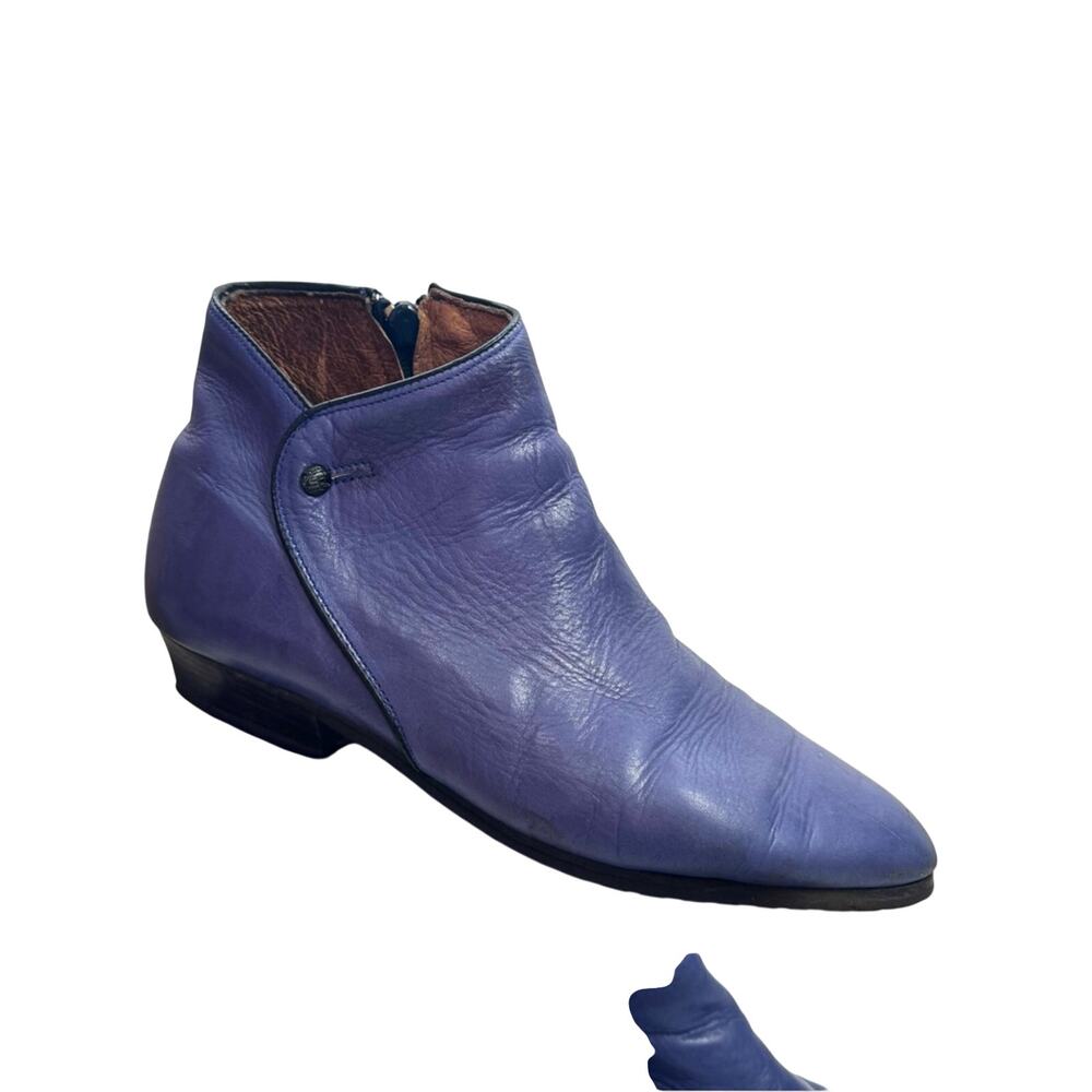 Vintage 80s Deep Purple Leather Booties Boots Shoes Size 9